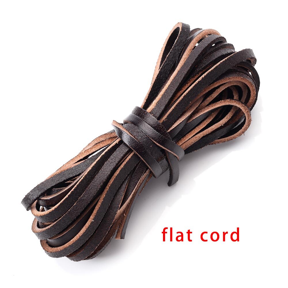 Bracelet en fil de cuir tressé de 5 mètres, cordon rond et plat en cuir, corde à faire soi-même: 5