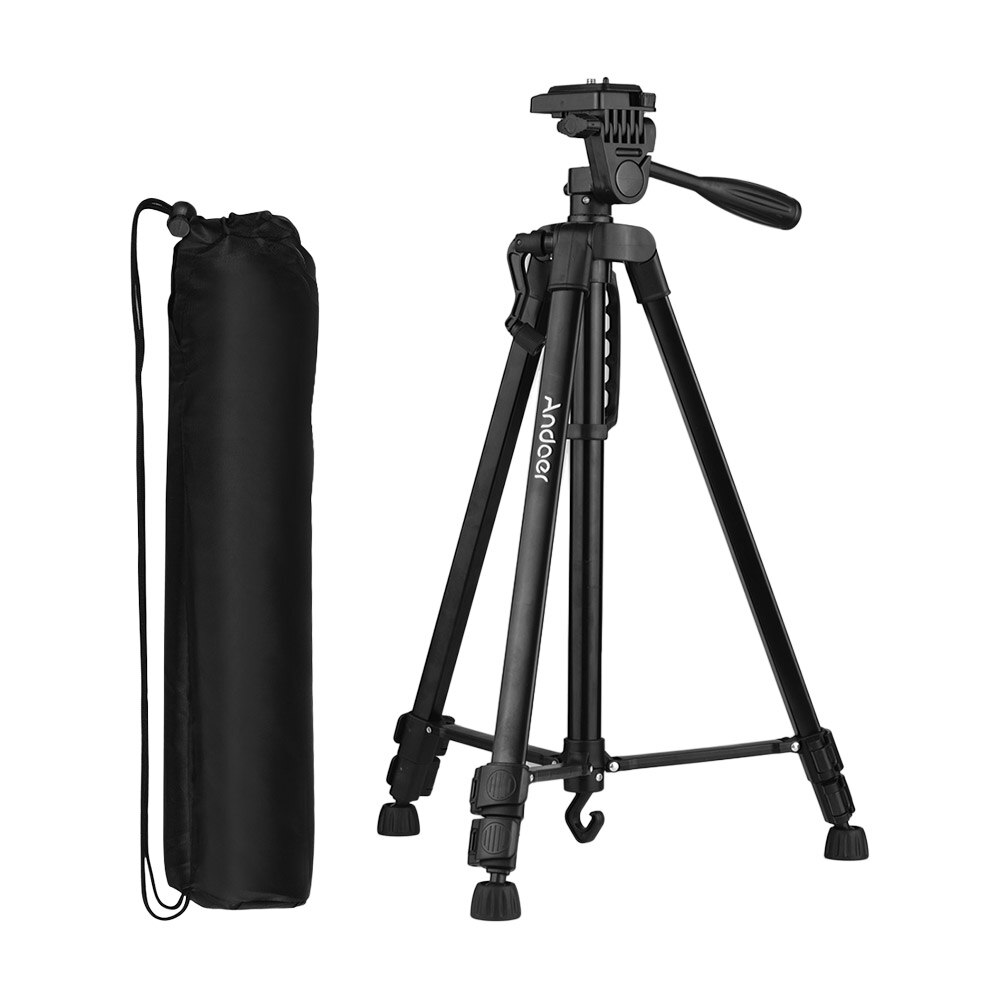 Trípode Andoer para bolsa de transporte de teléfono, trípode para Canon Sony Nikon DSLR, trípode para cámara para iPhone Huawei Smartphone: Black