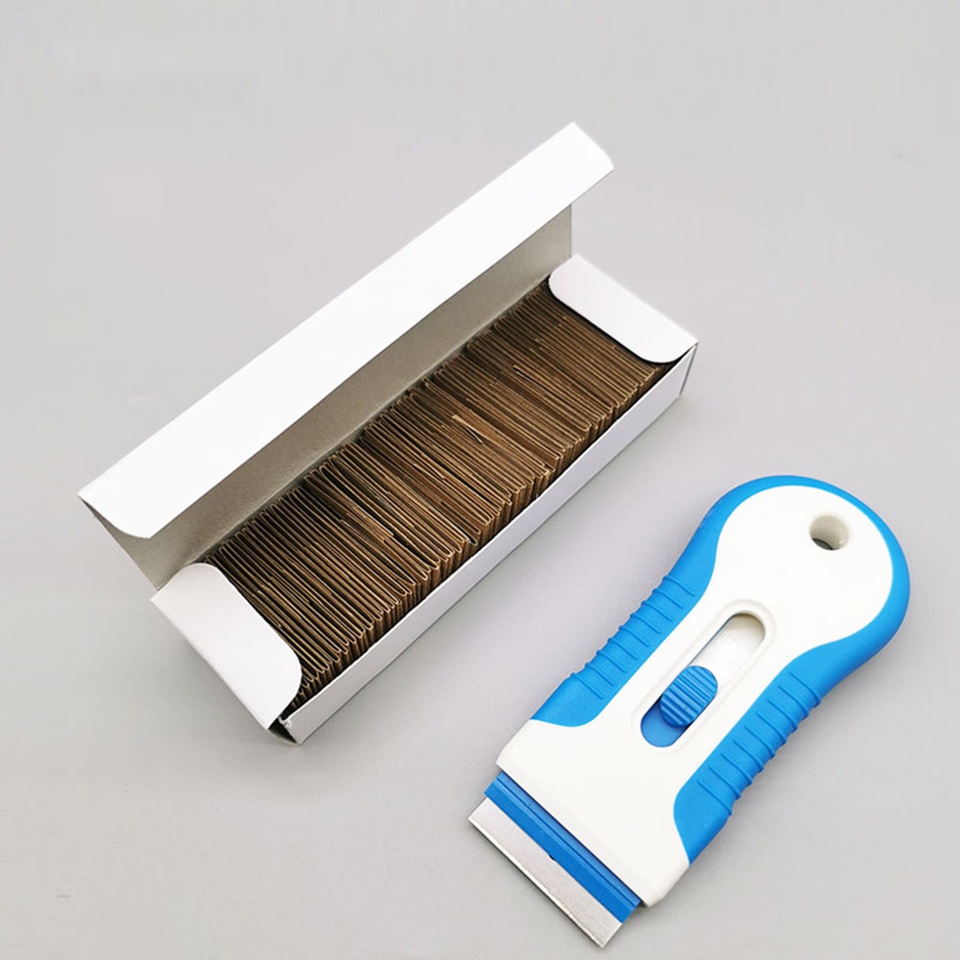 Retractable Razor Blade Scraper With 10 Blades,Safe Adhesive Remover Tool for Labels, Stickers, Decals & Glue Residue KDL-89