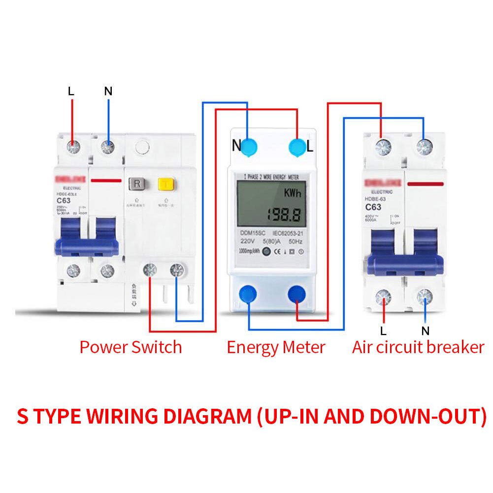 Digitale Elektriciteitsmeter Eenfase Elektrische Meter Met Lcd-scherm Voor Din Rail 5-80A DDM15SC Multifunctionele Elektrische Meter