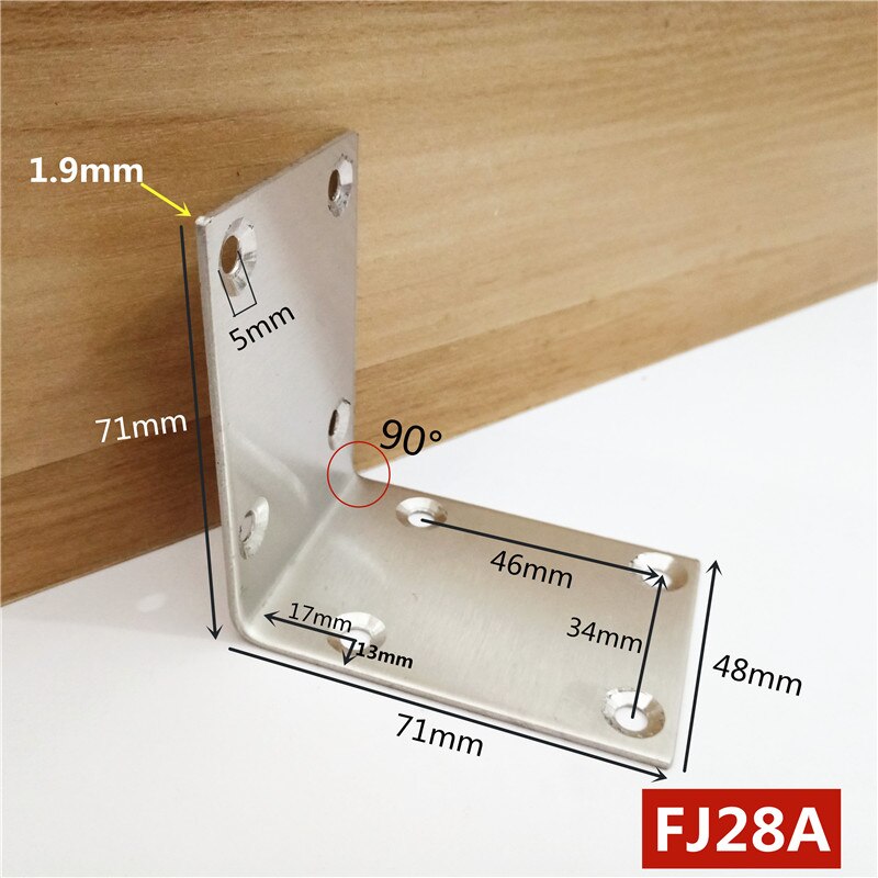 Square shape 90 Degree Stainless Steel Angle Corner Brackets Fasteners Protector Corner Stand Supporting Furniture Hardware: FJ28A