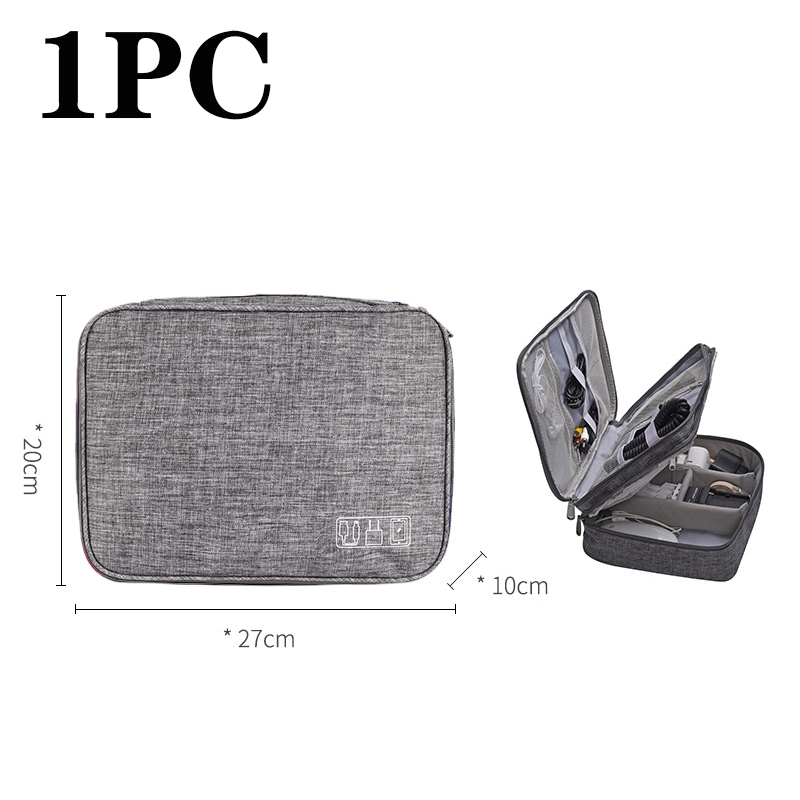USB Charger Storage Bag Cable Organizer Cable Storage Bag With Handle Waterproof Data Line Travel Portable Electronic Organizer: Blue