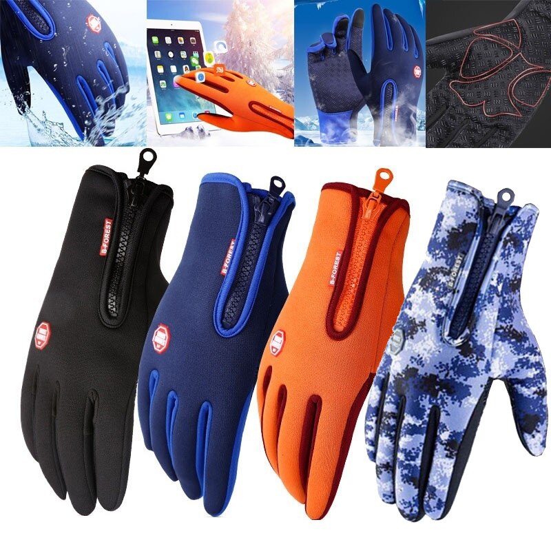 Uomo Inverno Guanti di Tocco Dello Schermo a prova di Pioggia Da Sci Della Signora Impermeabile Caldo di Modo Antivento Equitazione Guanti Sportivi Delle Donne Della Chiusura Lampo