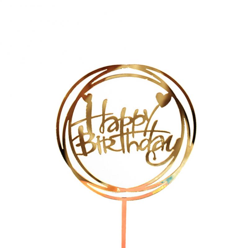 1 stücke Acryl Glücklich Geburtstag Kuchen Topper Gold Silber Flash Kuchen Topper Einsatz Für Cupcake Geburtstag Party Dekoration