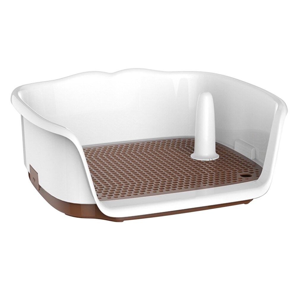 Orinal portátil de celosía para perros de compañía, cajas de arena para gatos, bandeja de arena para cachorros, inodoro de entrenamiento, suministro de limpieza para mascotas: White coffee