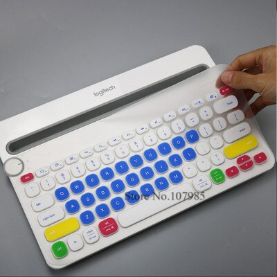 Tastatur Abdeckung Schutz Für Logitech K480 Bluetooth Multi-Gerät Tastatur Silikon Staubdicht kabellos Schreibtisch Staub haut Film: Candyblue
