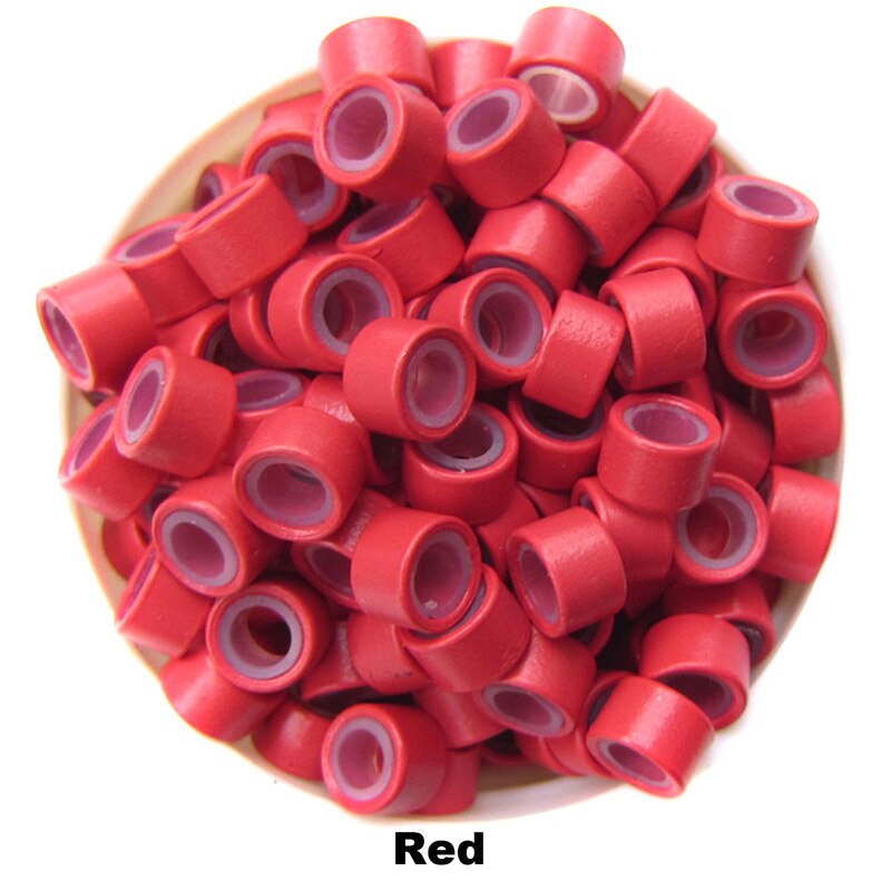 1000pcs 5.0mm Silicone Micro Ring Aluminium Micro Silicone Rings/Links/Beads Hair Extensions Tools For Human Hair: Red