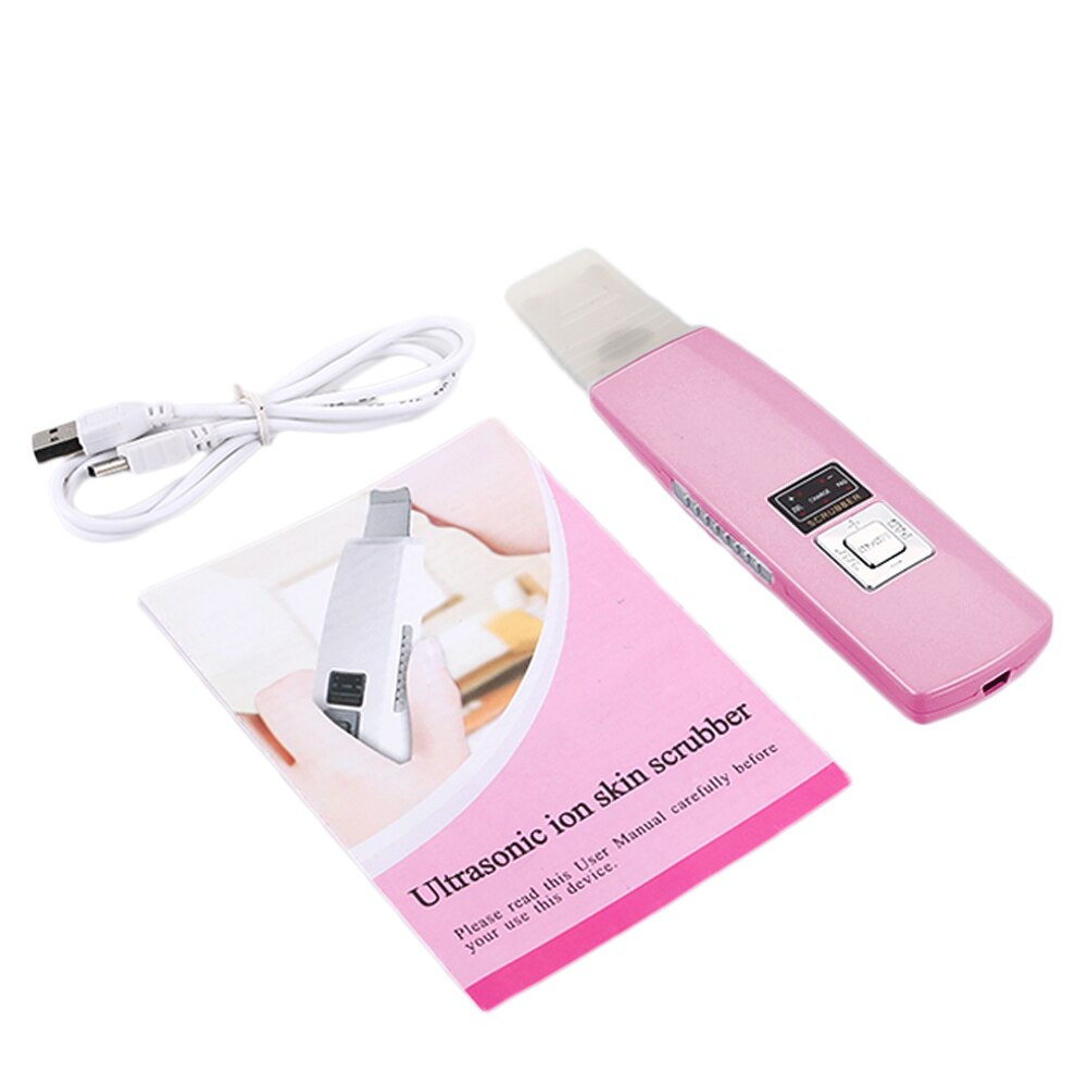 Ultrasonic Face Cleaning Skin Scrubber Facial Cleaner Skin Peeling Blackhead Removal Pore Cleaner Face Scrubber: Pink without box