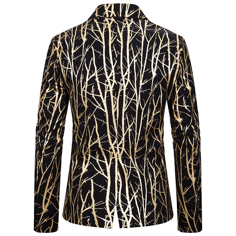 Mænd slim fit blazer skinnende sølv trægren print jakkesæt jakke dj club stage sanger tøj fest bryllup smoking blazer mænd