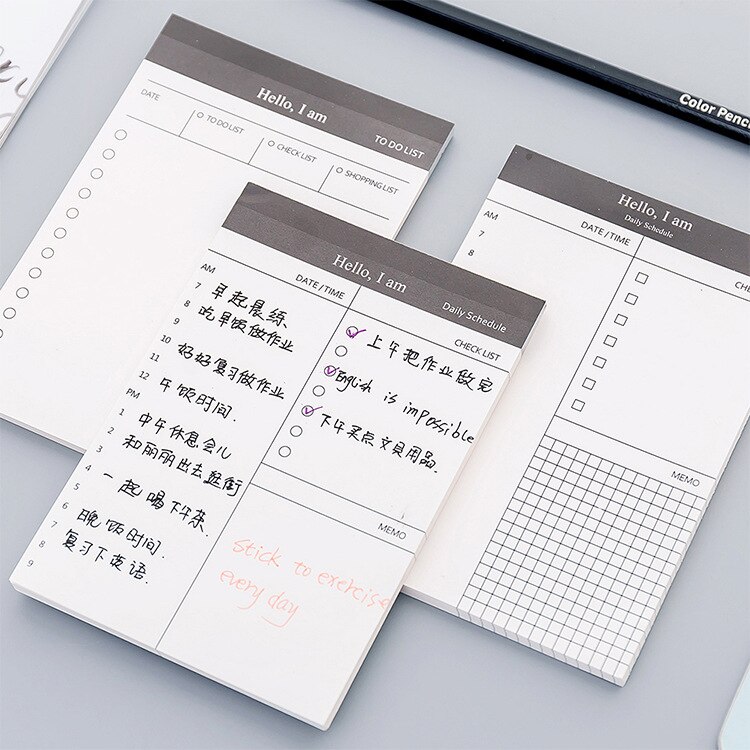 Business A7 Todo list checklist Day Plan 50 sheets Notepad Office Desk Schedule Memopad Stationery