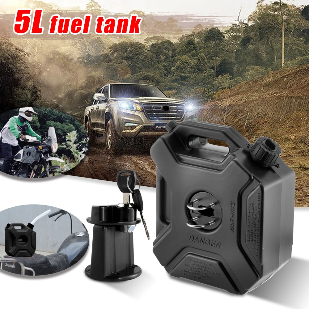 Depósito de combustible de gasolina Diesel 5L Jerry Can, contenedor de aceite negro para coche, repuesto de motocicleta, tanque de aceite de gasolina, Backup de combustible, jarras con cerradura y llave