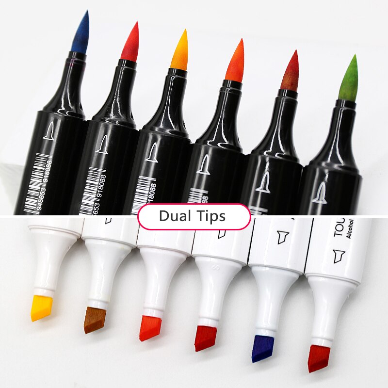 TOUCHNEW-rotuladores artísticos de doble punta para niños y adultos, pincel de Alcohol y cincel para bocetos, 30/40/60/80/168 colores