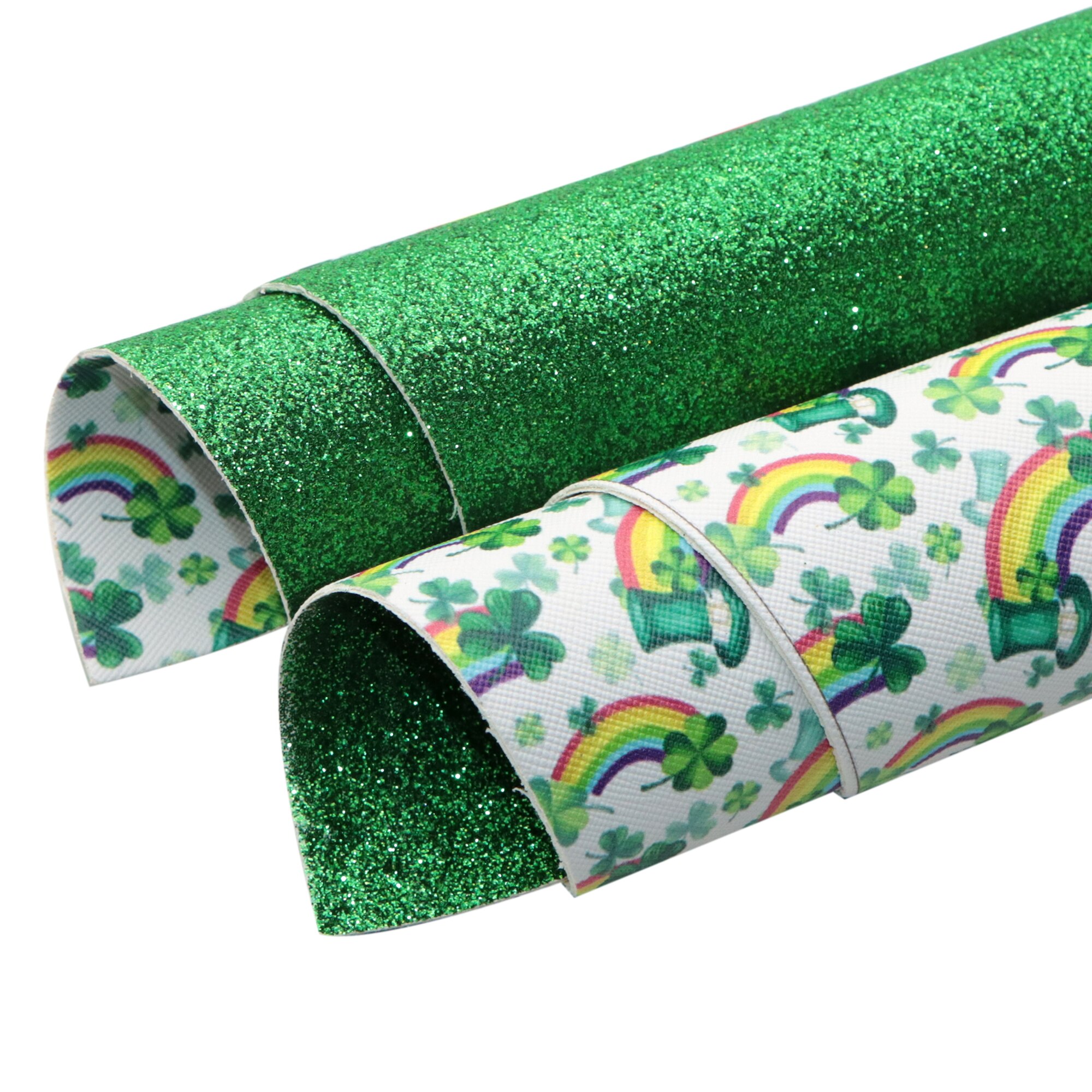 Double Sided Faux Leather Sheets Love Rabbit Plaid Printed Synthetic Leather Fabric for Easter Valentine's St. Patrick's Day: 1124508001