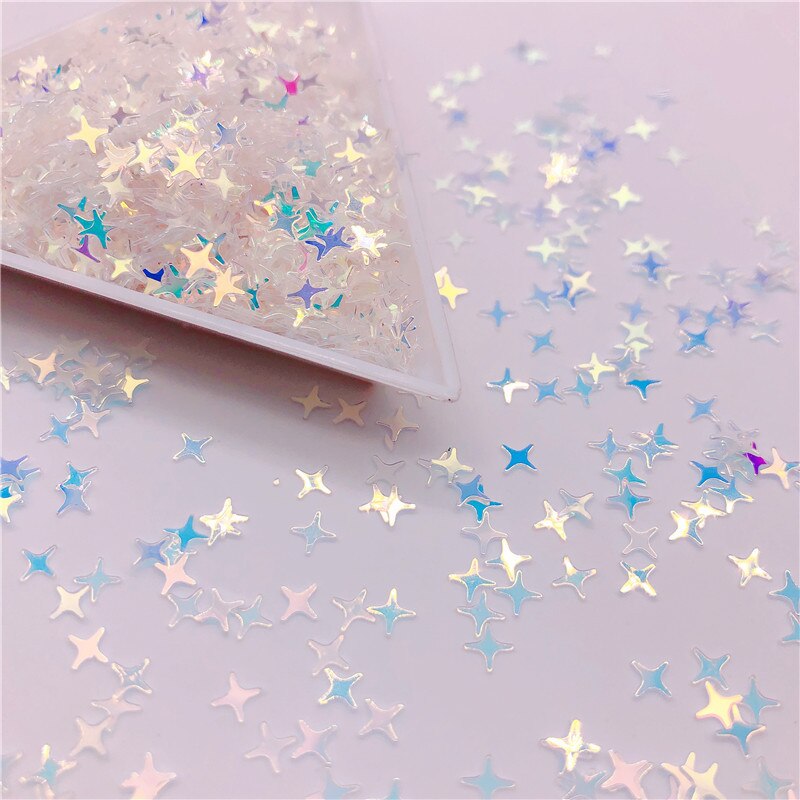 Colorful Halo 4 Point Star Confetti Holographic Glitter Aurora Borealis Sprinkle Iridescent Cross Star Flakes Resin Art supplies: 14