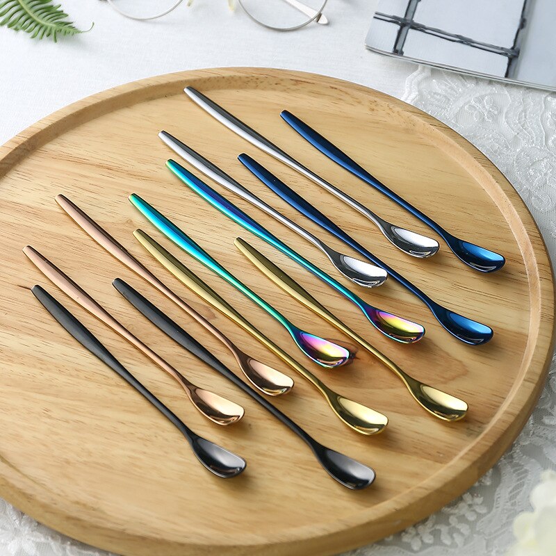 15cm 17cm Square Head Food Spoon Stainless Steel Mug Spoons Coffee Stirring Honey Spoon