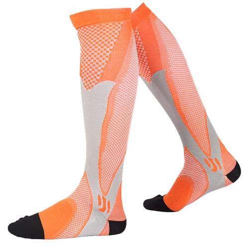 1 par de calcetines de compresion para hombre Color bloque de presión de las venas varicosas la pierna alivio dolor medias hasta la rodilla medias Calcetines: Aurantium / 2XL