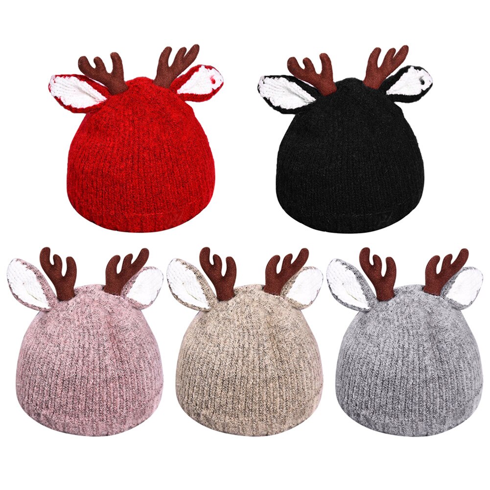 Gorrito de Reno para bebé, sombrero tejido al Crochet suave y cálido, de Navidad para niños y niñas