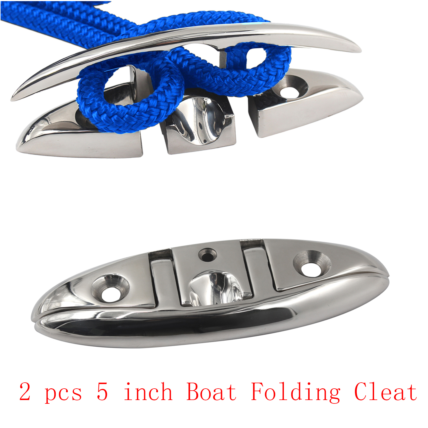 2 Pack 5 Inch Boot Flip Up Cleat Roestvrij Staal 316 Dek Vouwen Flush Dock Mount Cleat Meertroskabel Cleat