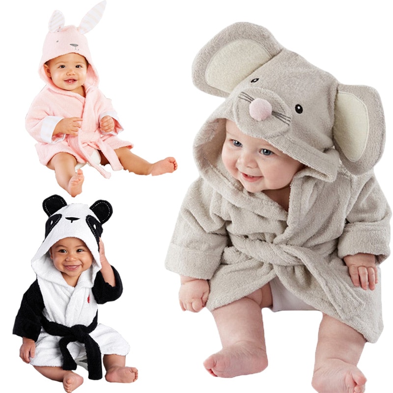 Hooded Baby Baby Meisje Jongen Katoen Badhanddoek Wrap Badjas Leuke Cartoon Muis/Panda/Bunny 1-5Y