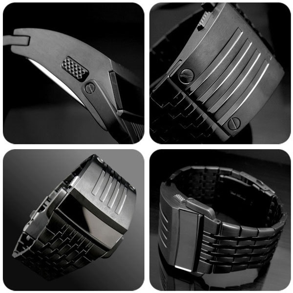 Led Digitale Horloges Mannen Sport Horloges Zwarte Rvs Elektronische Horloges Mode Led Grote Horloges