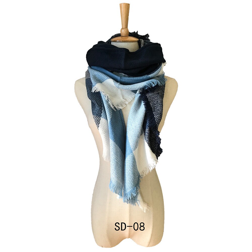 & Plaid Blanket Scarf Women Big Square Long Scarves Warm Tartan Checked Shaw Classic Tassel Plaid Scarf Winter Neck Warmer: F