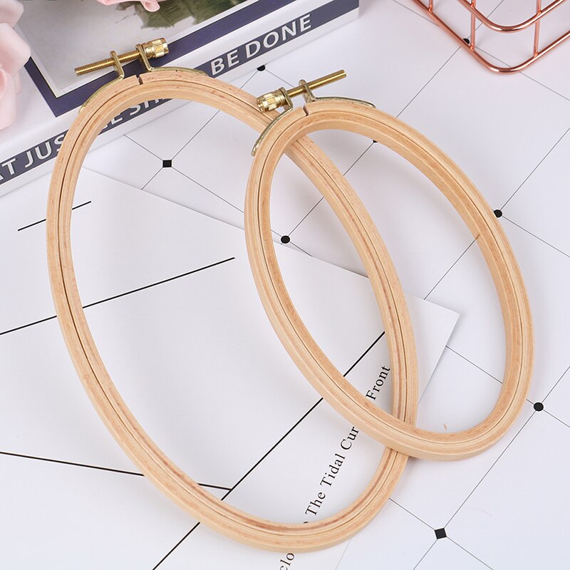 16/21CM Wooden Bamboo Embroidery Frame Oval Embroidery Hoop Ring Cross Stitch Machine DIY Household Sewing Tool