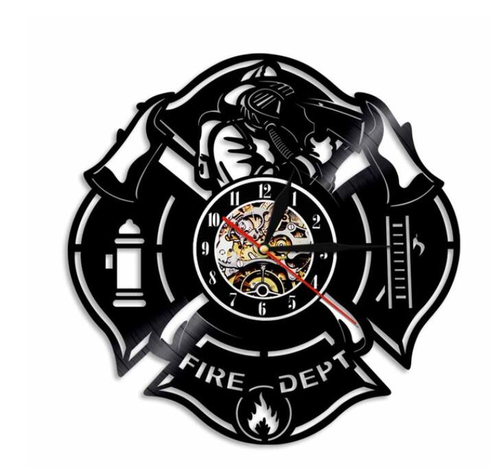 1Piece Super Cool Fire Dept Decorative Wall Art Wall clock large LED Light Unique Idea orologio da parete Wall Clock: NO Led