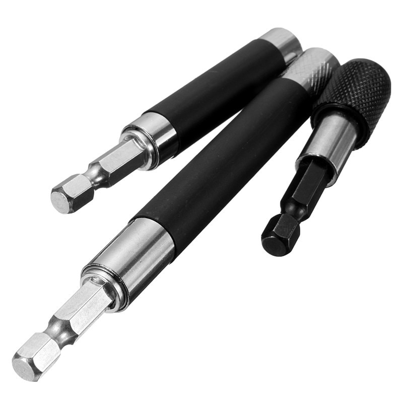 Drillpro 3pcs 1/4" Hex Magnetic Impact Screwdriver Set 60/80/120mm Screw Bit Holder Quick Release Socket Extension Bar Hand Tool