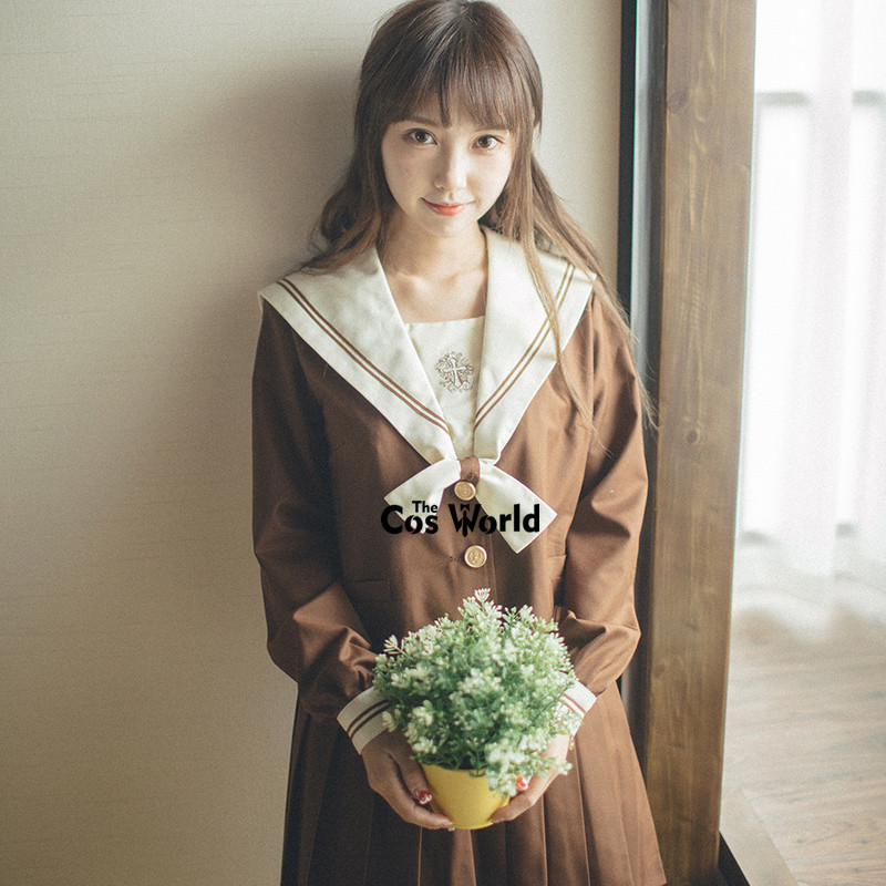 Ivory Yellow Cross Summer Navy Sailor Suit Tops Skirts JK High School Uniform Class Uniform Students Cloth