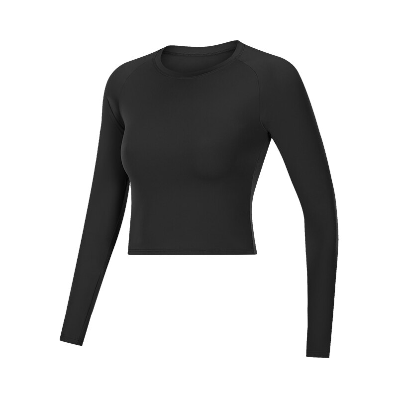 Abs Loli Herfst Lange Mouwen Yoga Shirt Vrouwen Naakte Voelen Ingericht Gym Fitness Sport Crop Top Ronde Hals Workout Kleding: black / 10