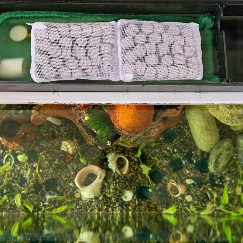 Aquarium Filter Bags 30Pcs Mesh Filter Media Bags with Zipper for Activated Carbon Biospheres Ceramic Rings Fish Tank