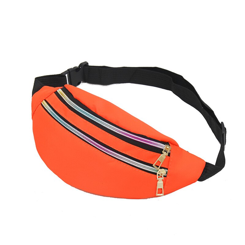 Brivilas nylon fanny pack fo women leopard print sport waist bag female purse belt bags multifunction chest bag crossbody: Orange