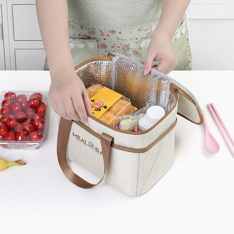 Portable lunch bag food insulated box Waterproof shoulder strap insulated box, hand-held lunch box bag, fresh aluminum DH