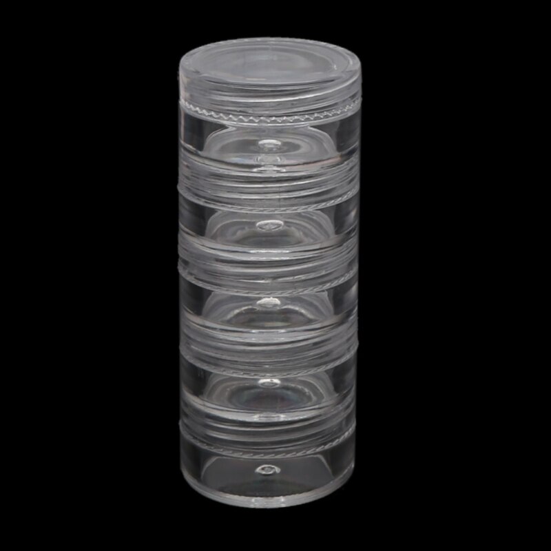 1 Set 5 Layer Cilinder Stapelbaar Bead Containers Plastic Ronde Clear Storage Jar Box Voor Kralen Knoppen Ambachten Kleine Item: Diameter 3cm