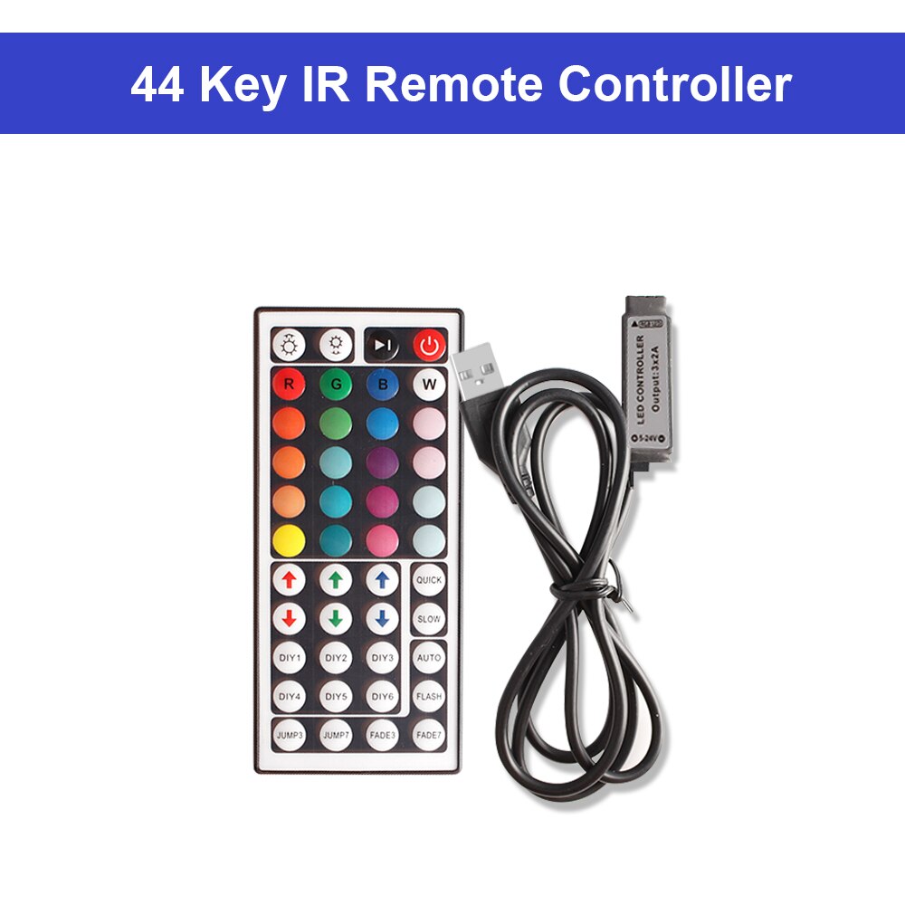5v usb led strip rgb controller bluetooth musik rf  ir 3 17 44 nøgler fjernbetjening trådløs til rgb 5050 2835 usb led strip lys: 44 nøgle ir controller