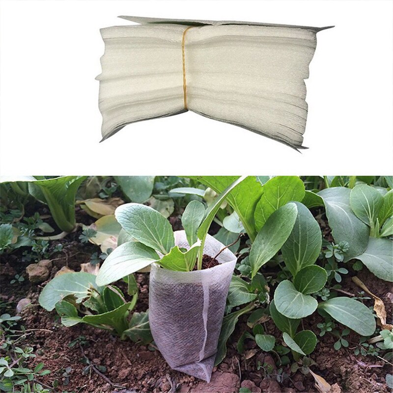 100pcs Grow Bags Non-Woven Seedling Bags Plant Planting Nutrition Bags Gardening Seedling Grow Kits Seedling Raising Bag