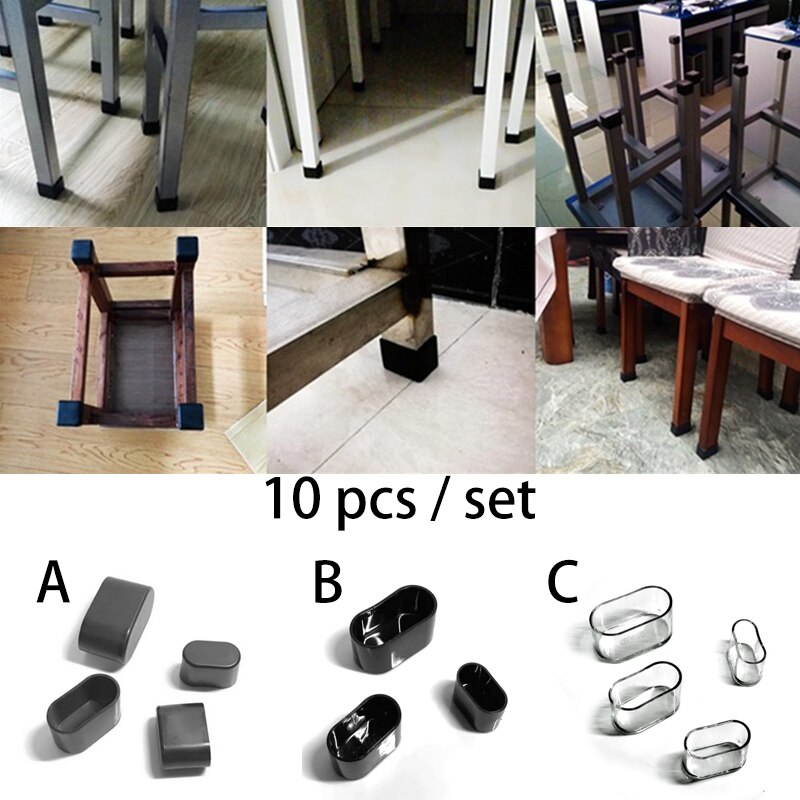 10Pcs tappi per gambe per sedie piedini in gomma ovali protezioni per piedi punte per estremità del tavolo protezioni per pavimenti coprigambe per sedili piedini di livellamento antiscivolo