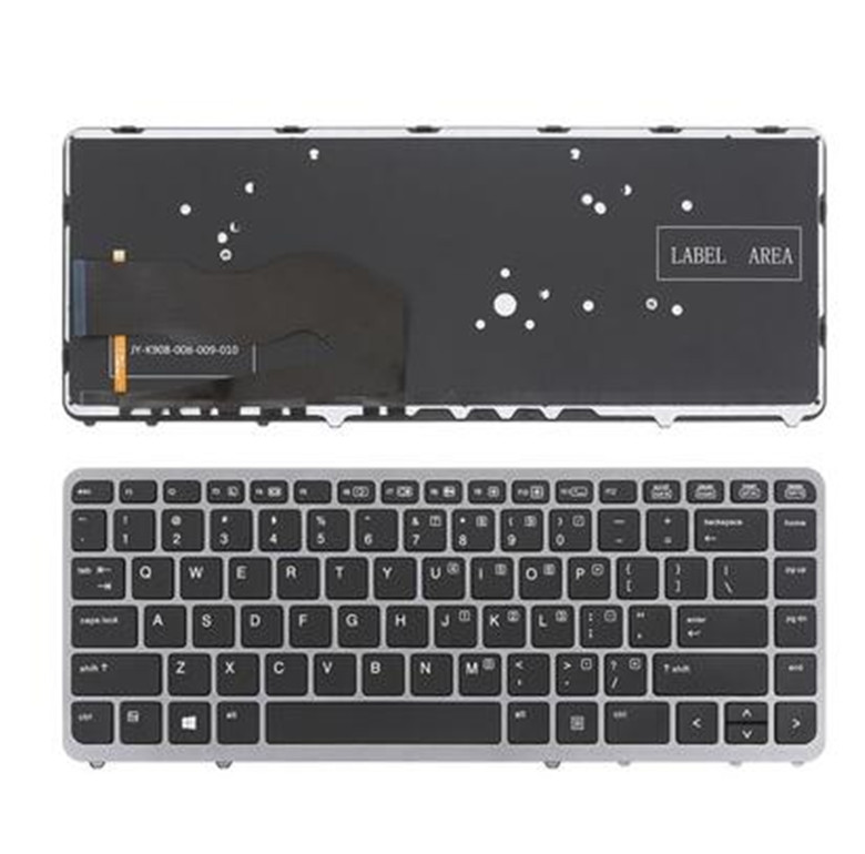 for HP Elitebook 840 G1 850 G1 840 G2 Keyboard US Backlit w/point black silver frame: silver backlit