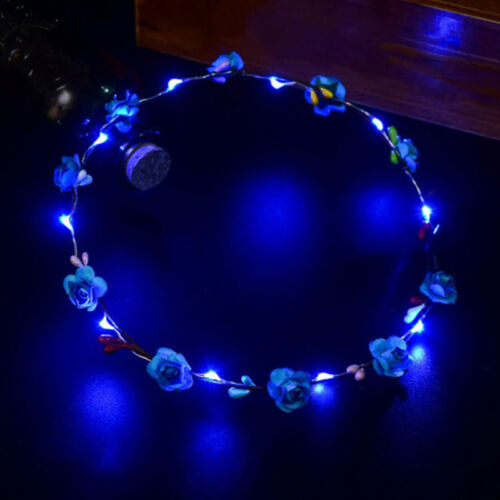 Led kukka seppele hiuspanta hiuspanta boho light up häät joulujuhlat led seppele valo kukka sanka valokuva rekvisiitta