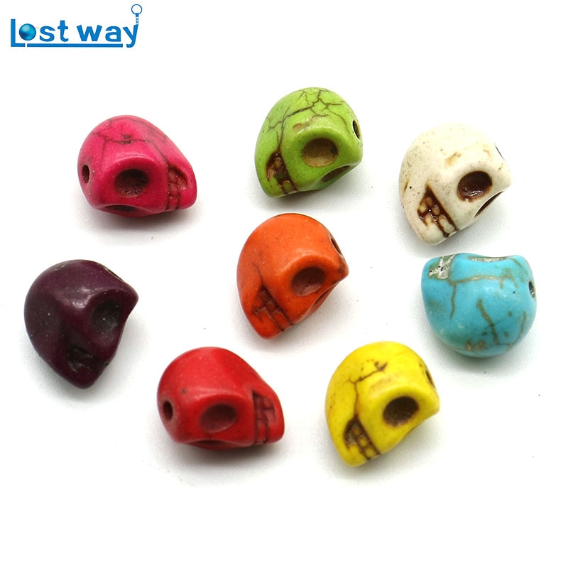 Cuentas de piedra Natural a la de 10MM, cuentas de calavera de howlita, amuleto de cuentas sueltas al por mayor para hacer joyería DIY