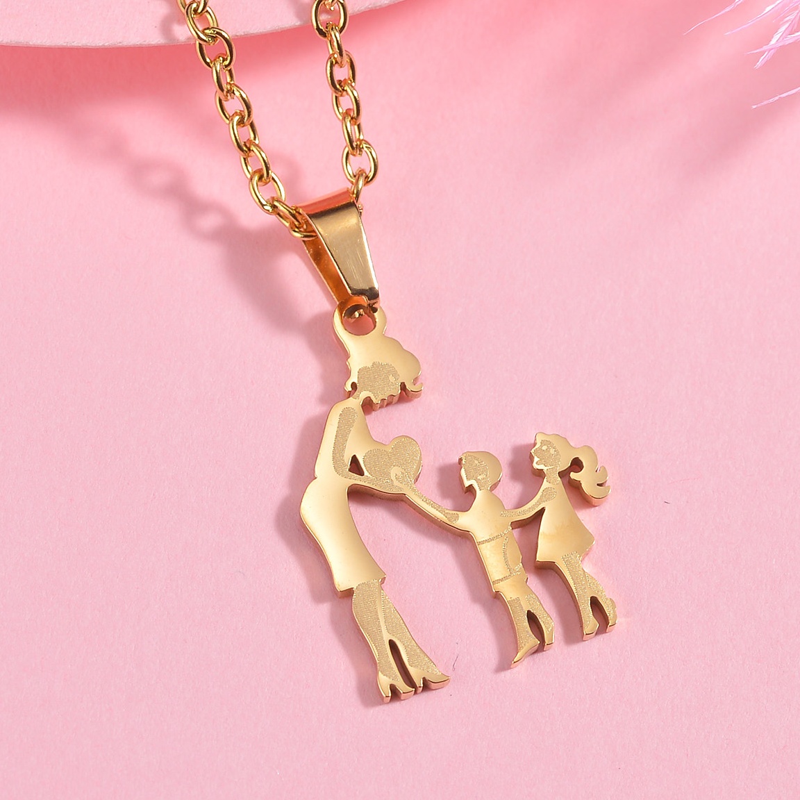 Mothers and Children Family Stainless Steel Necklaces Silver Color Multiples Kids Pendant Necklace Jewelry Mother's Day