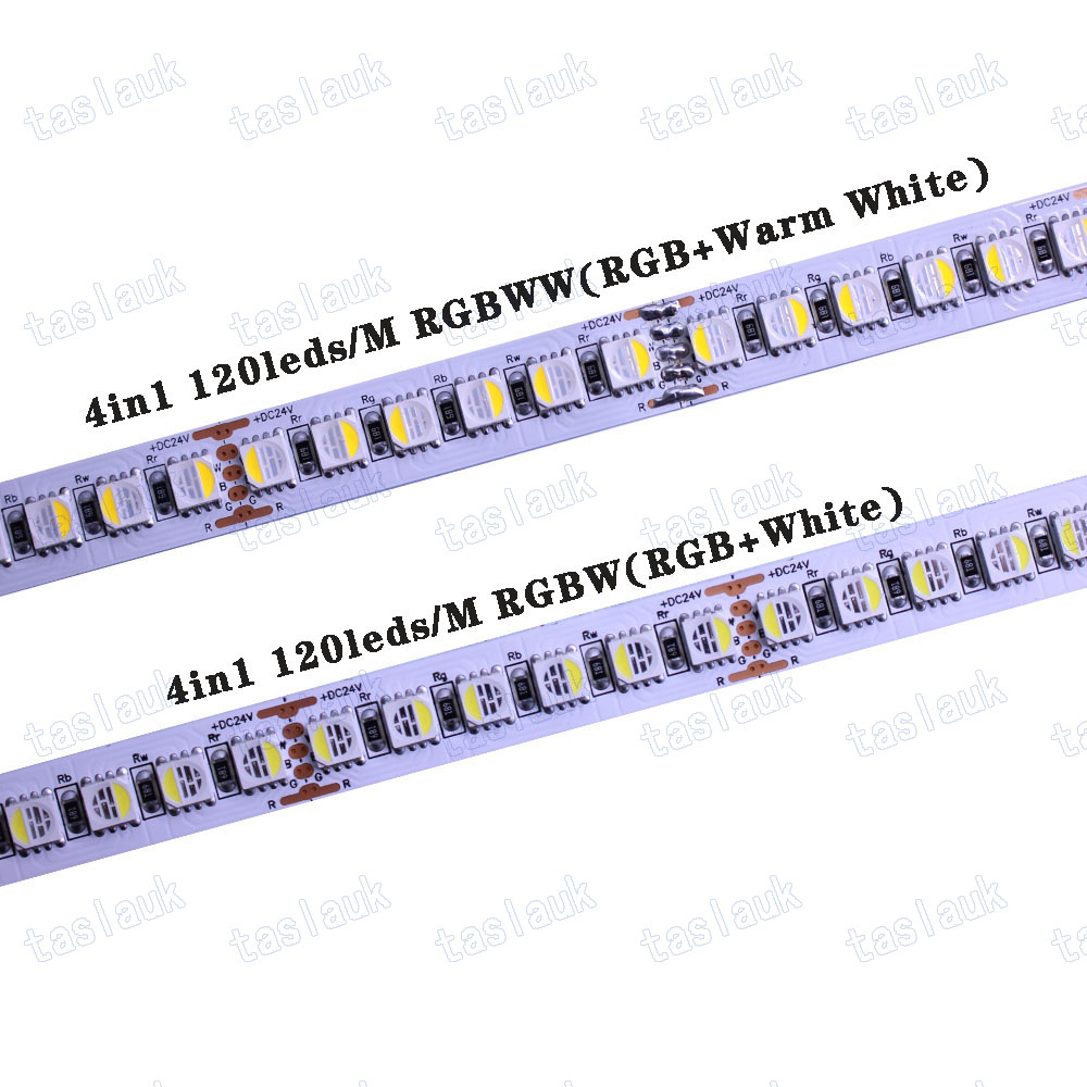 12V 24V SMD5050 RGBW RGBWW tira de LED RGB blanco cálido 4 en 1 Chip LED, 60 120 108LED/M IP20 IP65 IP67 cinta LED impermeable