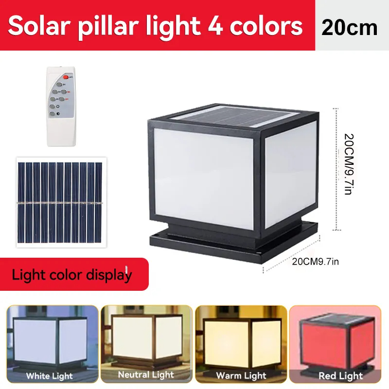 LED Solar- Säule Licht wasserdichte Solar- leuchten mit Fernbedienung 4 Farben Außen beleuchtung für Gartenzaun Veranda Solar- lampe: RGB / 0-5W