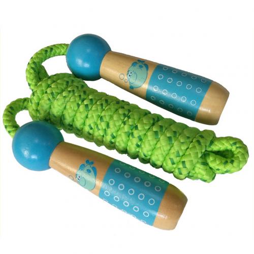 Cuerda de saltar con mango de madera para niños, cuerda de saltar con de dibujos animados, accesorios de equipo de Fitness para culturismo y Deporte: Azul