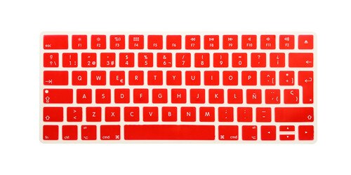 Spanish Language Silicone Keyboard Cover Skin for Apple Magic Keyboard Wireless Bluetooth MLA22LL/A A1644 European ISO Layout: red