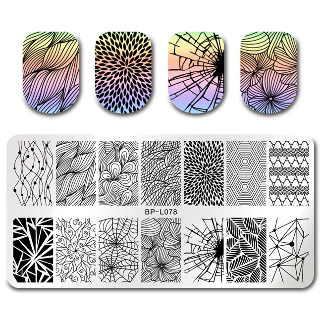 Né joli été fruits ongles estampage modèle fleur jus boissons ligne laisser modèle bricolage Nail Art Image plaques: BP-L078