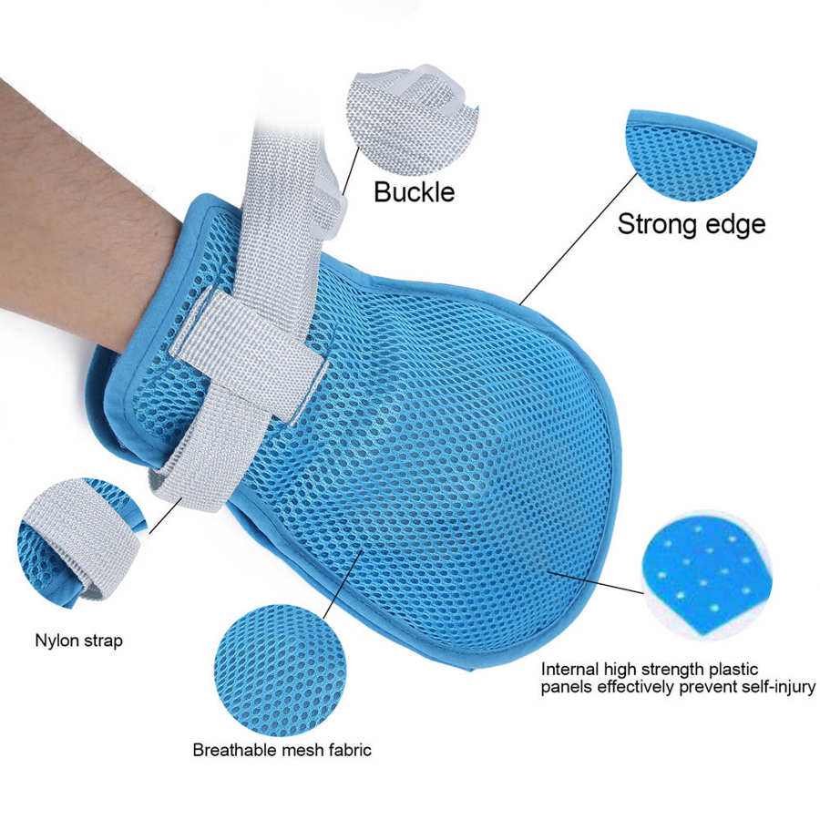2Pcs Ouderen Patiënt Hand Vaste Terughoudendheid Handschoenen Hand Protector Voorkom Krassen &amp; Letsel Veiligheid Hand Palm Controle Mitt Handschoenen