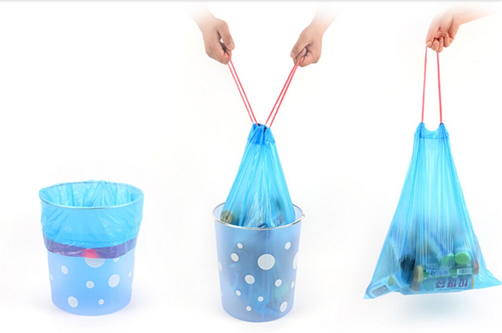 Bolsa de basura gruesa, bolsa de basura portátil con cierre automático, bolsa de almacenamiento, cesto para basura de plástico, bolsa de cubo de cocina