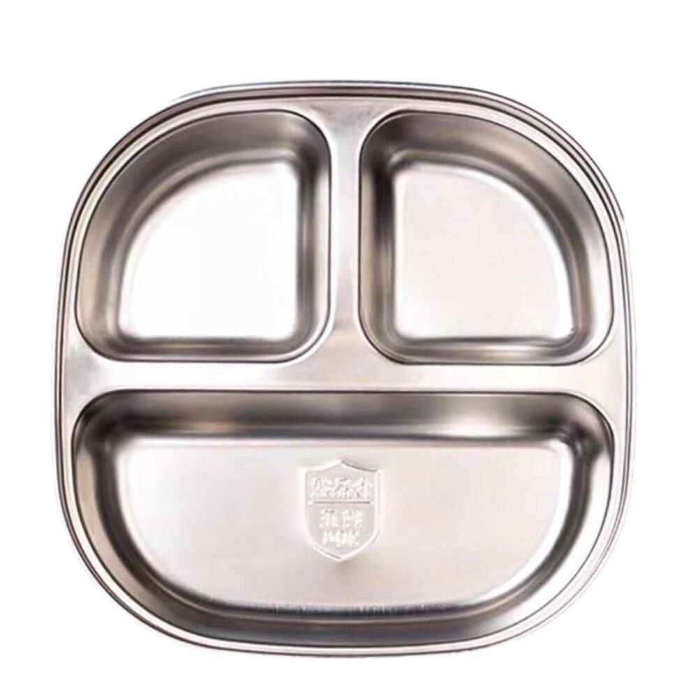 Durable Stainless Steel Divided Dinner Tray Lunch Container Food Plate for School Canteen Section Safe Healthy: A