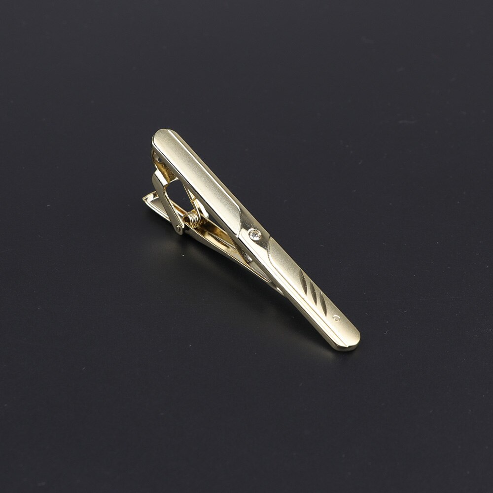 Slips klip klassisk trendy mænd guld krystal juvel metal mandlig business banket bar slips clips lås tilbehør: 18